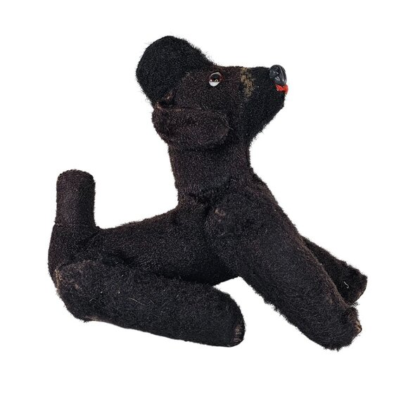 Vintage Articulated Black Poodle Dog Stuffed Animal AS IS READ Steiff Hermann - Picture 1 of 8